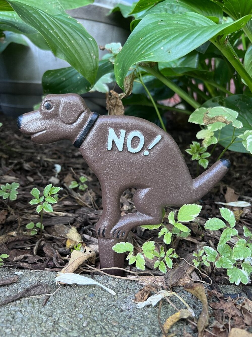Cast Iron No Pooping Dog Yard Sign Garden Stake